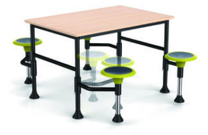 Table collaborative avec chaises intégrées
