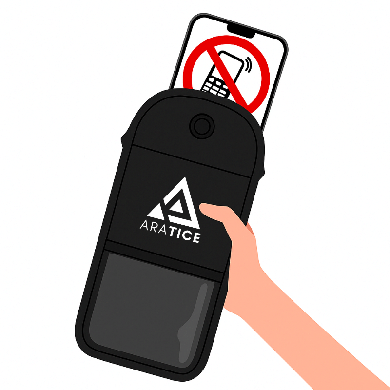 Insérer un téléphone dans la pochette AraPhone Blocker