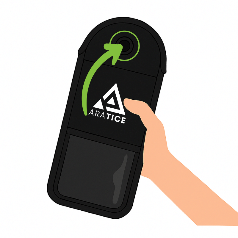 Verrouiller la pochette AraPhone Blocker avec le bouton