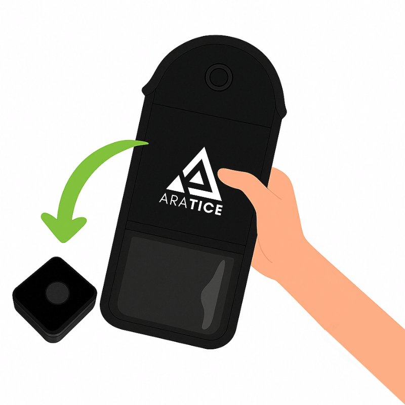 Déverrouiller la pochette via base magnétique