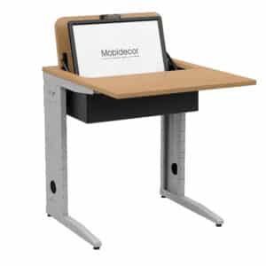 Table QBS écran escamotable plateau stratifié 2 pieds époxy - T6